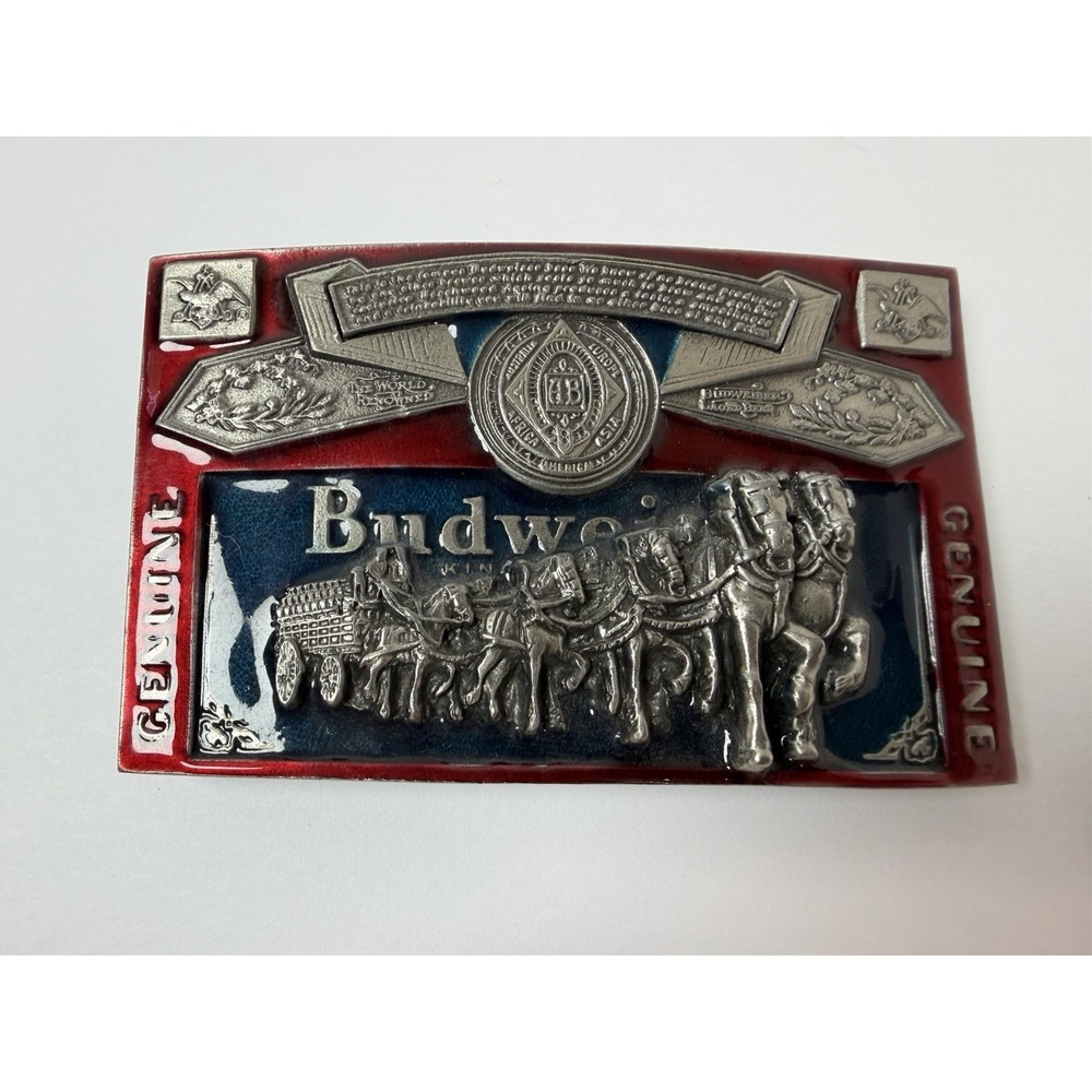Great American Belt Buckle Co. Budweiser Clydesdales Brewing Enamel